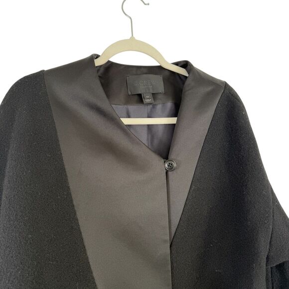 J Crew Collection Black Wool Crossover Jacket Mixed Media Career Womens Size 14 - Picture 3 of 9